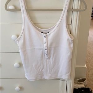 Abercrombie and Fitch white rubbed henley tank